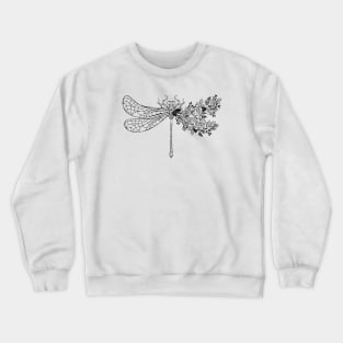 Flower dragonfly with contour rose Crewneck Sweatshirt